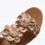 Mode Marron Désinvolte T-Strap Fleur Sandales Femme 2021 5 cm Compensées Peep Toes / Bout Ouvert Sandales Talons Hauts