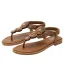 Bohême Été Noire Plage Plate Sandales Femme 2021 Faux Diamant T-Strap Peep Toes / Bout Ouvert Sandales