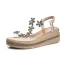 Fashion Gold Street Wear Rhinestone T-Strap Flat Womens Sandals 2021 Open / Peep Toe Sandals