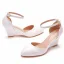 Élégant Blanche Chaussure De Mariée 2021 Bride Cheville 7 cm Compensées À Bout Pointu Mariage Talons Hauts