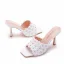 Fashion White Cocktail Party Lace Flower Rhinestone Womens Sandals 2021 9 cm Stiletto Heels Open / Peep Toe Sandals High Heels