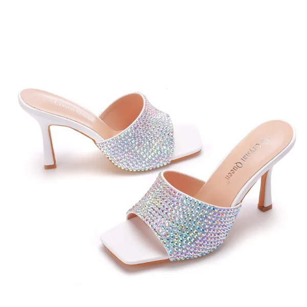 Sexy Multi-Colors Rhinestone Cocktail Party Evening Party Womens Sandals 2021 9 cm Stiletto Heels Open / Peep Toe Sandals High Heels