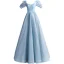 Vintage / Retro Sky Blue Prom Dresses 2021 A-Line / Princess Square Neckline Beading Pearl Sequins 1/2 Sleeves Backless Floor-Length / Long Prom Formal Dresses