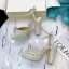 Étourdissant Sexy Ivoire Perle Chaussure De Mariée 2021 Bride Cheville Cuir 12 cm Talons Épais Peep Toes / Bout Ouvert Mariage Talons Hauts