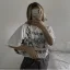 Chic / Beautiful Summer Casual White Letter Graphic Printing Loose T-Shirts 2021 Cotton Scoop Neck Short Sleeve Women's Tops T-shirt
