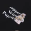 Casual Summer Black Loose Cartoon Printing Cotton T-Shirts 2021 Scoop Neck Short Sleeve Women's Tops T-shirt