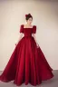 Vintage / Retro Modest / Simple Burgundy Prom Dresses 2021 A-Line / Princess Square Neckline Short Sleeve Backless Floor-Length / Long Prom Formal Dresses