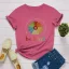 Casual Summer Black Cotton T-Shirts 2021 Scoop Neck Multi-Colors Flower Short Sleeve Women's Tops T-shirt