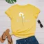 Casual Summer Black Daisy Tops Printing T-Shirts 2021 Cotton Loose Scoop Neck Short Sleeve Women's Tops T-shirt