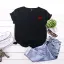 Summer Casual White Heart-shaped Printing Loose T-Shirts 2021 Cotton Scoop Neck Short Sleeve Women's Tops T-shirt