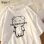 Summer Street Wear White Cartoon Loose T-Shirts 2021 Cotton Scoop Neck Short Sleeve Women's Tops