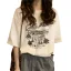 Summer Casual White Printing Loose T-Shirts 2021 Cotton Scoop Neck Short Sleeve Women's Tops T-shirt