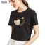 Fashion White Cartoon Printing Regular T-Shirts 2021 Cotton Scoop Neck Short Sleeve Women Women's Tops T-shirt