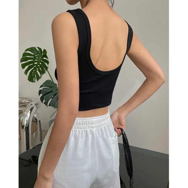 Summer Grey Outdoor Sports Gymnasium Tight  Tank Sweatshirts 2021 U-Neck Sleeveless Backless Women's Tops