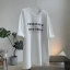 Mode Été Désinvolte Femme Noire Blanche Impression Coton Ample T-Shirts 2021 Encolure Dégagée Manches Courtes Hauts pour Femmes T-shirt