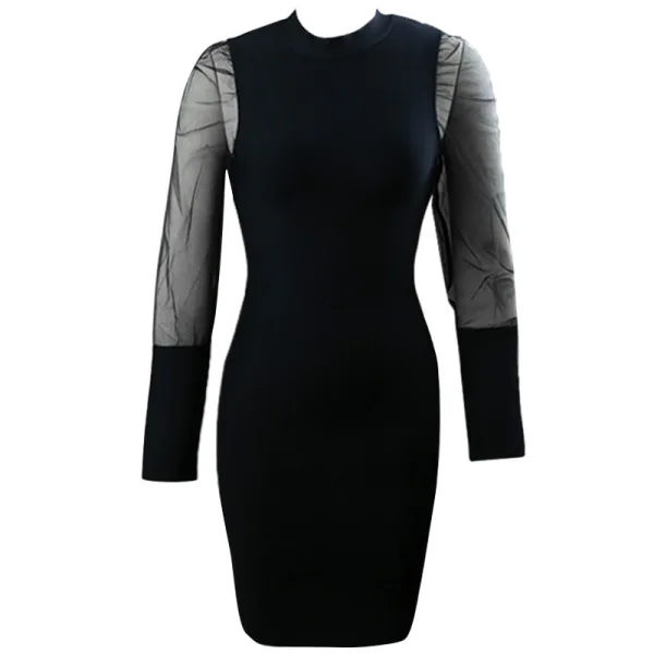 Fashion Black Tight Party Dresses 2021 Scoop Neck Long Sleeve Women Dresses Fashion Black Tight Party Dresses 2021 Scoop Neck Long Sleeve Women Dresses
