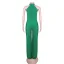 Fashion Green See-through Street Wear Tight  Jumpsuit 2021 Halter Sleeveless Women Dresses