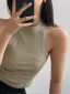 Summer Casual Khaki Solid Color Tight  Tank 2021 Cotton Scoop Neck Sleeveless Women's Tops