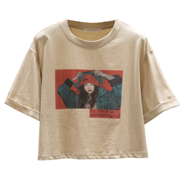 Chic / Beautiful Summer White Street Wear Casual Loose Printing T-Shirts 2021 Scoop Neck Short Sleeve Cotton Women's Tops T-shirt