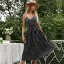 Chic / Beautiful Summer Street Wear Ocean Blue Spotted Maxi Dresses 2021 V-Neck Sleeveless Cami Sash