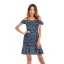 Summer Red Street Wear Floral Chiffon Women Dresses 2021 Off-The-Shoulder Cami Short Sleeve