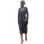 Été Bleu Marine Vêtement de rue Impression Femme Robes 2021 V-Cou Manches Longues