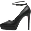 Schöne Schwarz Abend Pumps 2021 Wasserdichte Knöchelriemen 12 cm Stilettos Spitzschuh Pumps Hochhackige