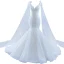 High End Weiß Spitze Blumen Brautkleider / Hochzeitskleider 2021 Meerjungfrau V-Ausschnitt Lange Ärmel Rückenfreies Hof-Schleppe Hochzeit