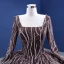 High End Kaffee Glanz Pailletten Ballkleider 2021 Ballkleid Eckiger Ausschnitt Lange Ärmel Hof-Schleppe Ball Festliche Kleider