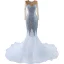 Sparkly Charming Silver Beading Sequins Rhinestone 2021 Trumpet / Mermaid Scoop Neck Long Sleeve Court Train Wedding Dresses