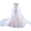 Charming Champagne Beading Lace Flower Wedding Dresses 2021 Trumpet / Mermaid Strapless Long Sleeve Backless Court Train Wedding
