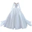 High-end Ivory Ball Gown Wedding Dresses 2021 V-Neck Long Sleeve Backless Chapel Train Wedding