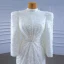 High-end Ivory Corset Wedding Dresses 2021 Trumpet / Mermaid High Neck Beading Pearl Sequins 3/4 Sleeve Floor-Length / Long Wedding