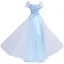Chic / Belle Bleu Ciel Robe De Bal Robe De Bal 2021 Princesse Encolure Carrée Perlage Perle Paillettes En Dentelle Fleur Manches Courtes Dos Nu Longue Promo Robe De Ceremonie