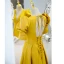 Vintage / Retro Gold Prom Dresses 2021 A-Line / Princess Floor-Length / Long V-Neck Puffy Short Sleeve Backless Prom Formal Dresses
