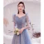 Charming Sky Blue Prom Dresses 2021 A-Line / Princess Square Neckline Beading Star Sequins Rhinestone Long Sleeve Backless Floor-Length / Long Prom Formal Dresses