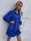 Modest / Simple Summer Street Wear Solid Color Royal Blue Loose Women Dresses 2021 Covered Button Lapel  Long Sleeve Women's Tops