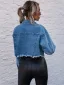 Mode Gatukläder Ocean Blå Denim Rockar & Jackor 2021 Covered Button Omslags Långärmad Damtoppar