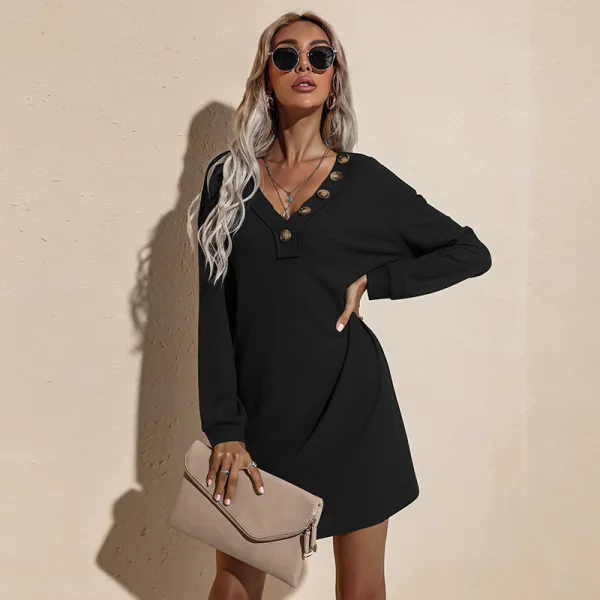 sexy fall dresses Long Sleeve Sweater Dress Sexy V Neck Bodycon Mini Fall Dresses – Blooming  Jelly