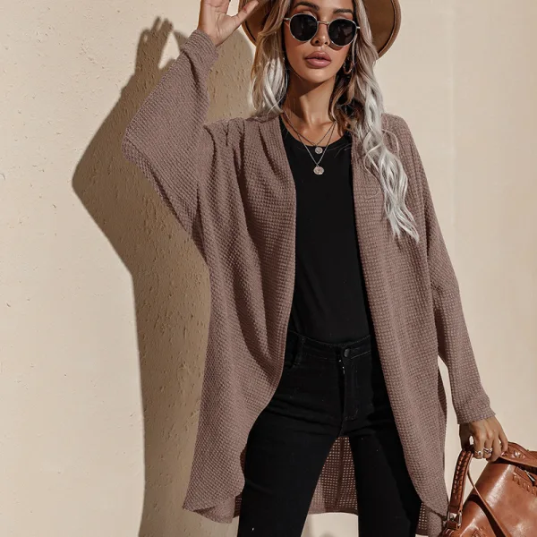 Tomber Hiver Noire Couleur Unie Tricot Vêtement de rue Chandails Manteaux & Vestes 2021 Coton Ample Manches Longues