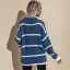 Vintage / Retro Fall Winter Loose Street Wear Stripe White Knitting Sweaters 2021 Scoop Neck Long Sleeve Women's Tops
