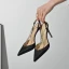 Charming Black Street Wear Cocktail Party Evening Party Womens Sandals 2021 Leather Rhinestone X-Strap 10 cm Stiletto Heels Pointed Toe Womens Shoes High Heels
