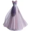 Fashion Lavender Prom Dresses 2021 A-Line / Princess Strapless Beading Pearl Sequins Lace Flower Sleeveless Backless Floor-Length / Long Formal Dresses