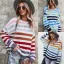 Mode Tomber Hiver Vêtement de rue Multi-Couleurs Bande Ample Chandails 2021 Coton Encolure Dégagée Manches Longues Hauts pour Femmes