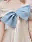 Fashion Champagne Bow Graduation Dresses 2021 A-Line / Princess Homecoming Off-The-Shoulder Short Sleeve Backless Tea-length Formal Dresses