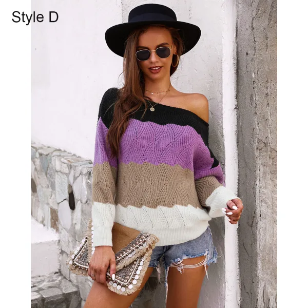 Mode Tomber Hiver Vêtement de rue Multi-Couleurs Chandails 2021 Encolure Dégagée Coton Manches Longues Ordinaire Hauts pour Femmes