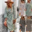 Chic / Beautiful Fall Winter Beach Resort Wear Street Wear Blushing Pink Floral Women Dresses 2021 V-Neck Long Sleeve Sash Loose Knee-Length