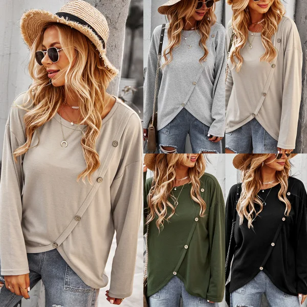 Modest / Simple Casual Beige Knitting Loose Coats & Jackets 2021 Scoop Neck Buttons Long Sleeve Women Tops