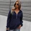 Fashion Fall Winter Solid Color Army Green Casual Lapel  Sweatshirts 2021 Long Sleeve Loose Women Tops