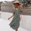 Bohemia Summer Spring Beach Resort Wear Street Wear Red Floral Women Dresses 2021 V-Neck Short Sleeve Loose